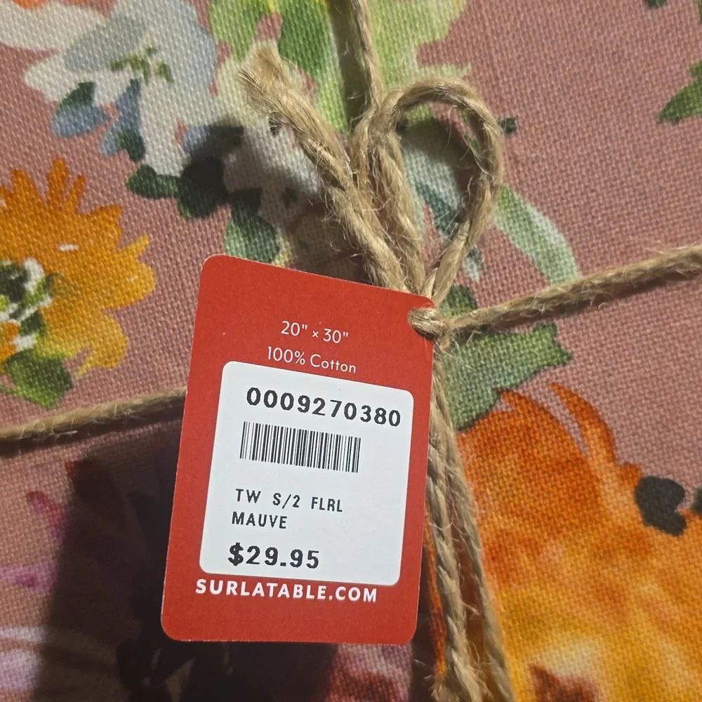 ♥️BUY 2 GET 1 FREE Sur La Table Fall Botanical Towels, Set of 2, Retail $29.95